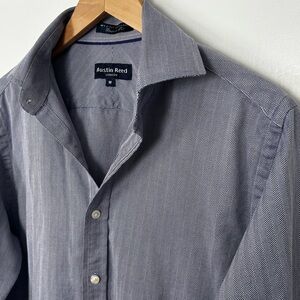 Austin Reed London Men's Size M Vintage 80's 2-Ply Herringbone Button Down Shirt